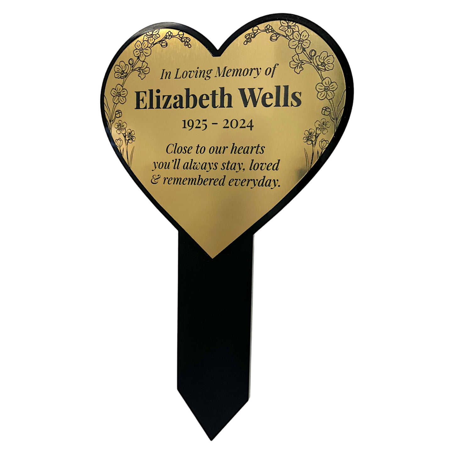 Heart Shaped Personalised Garden Memorial Stake Plaque
