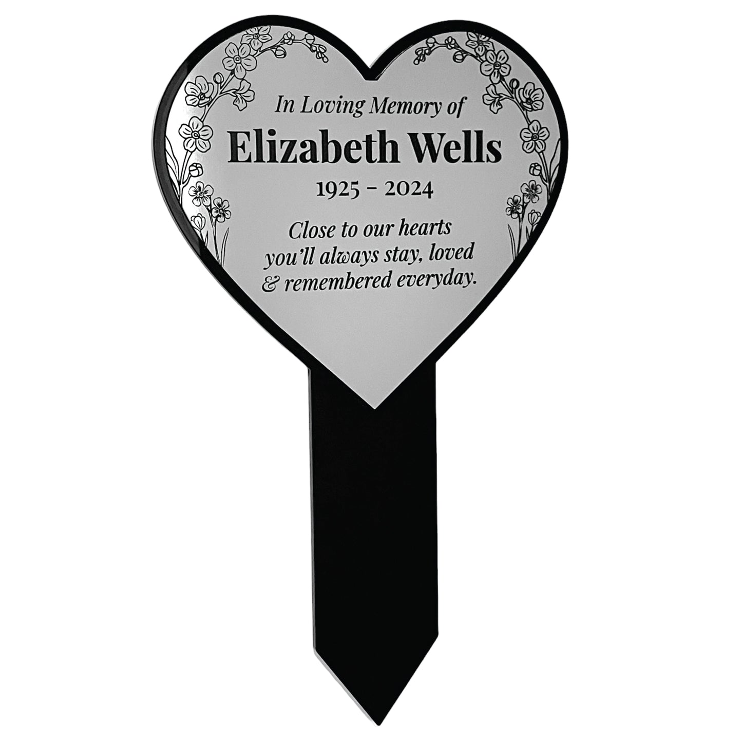Heart Shaped Personalised Garden Memorial Stake Plaque